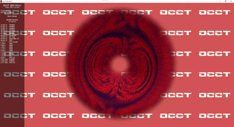 OCCT 프로그램 테스트 화면